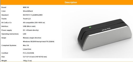 MSR-X6 Magnetstreifen Smart Contact Card Reader Schreiber für das Lesen und Schreiben von Karten